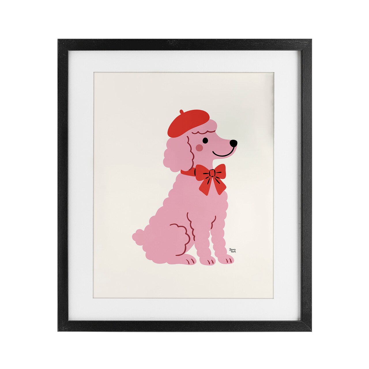 Stupell Industries French Poodle in Beret Framed Print Under Glass, design by Jessica Beck
